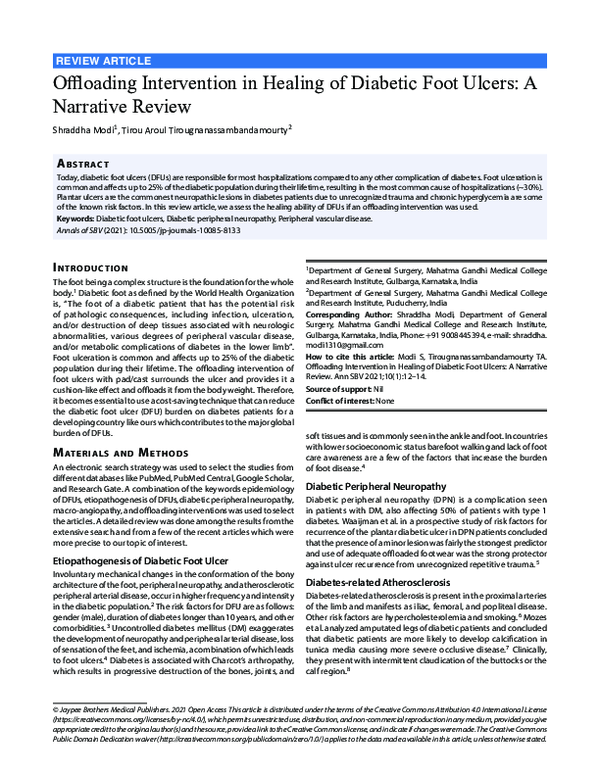 (PDF) Offloading Intervention in Healing of Diabetic Foot Ulcers: A ...