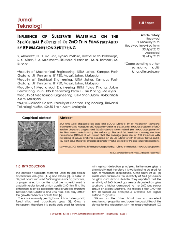 (PDF) Influence of Substrate Materials on the Structural Properties of ...