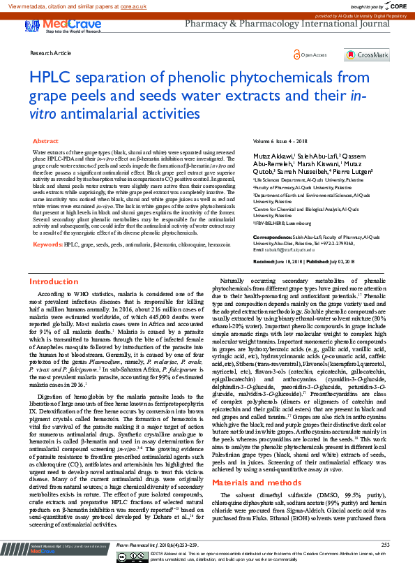 (PDF) HPLC separation of phenolic phytochemicals from grape peels and ...