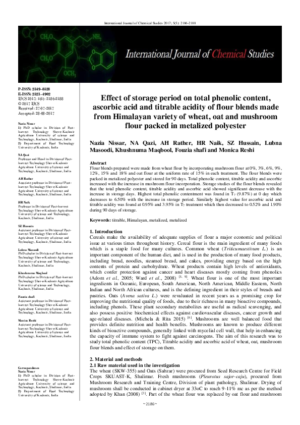 (PDF) Effect of storage period on total phenolic content, ascorbic acid ...