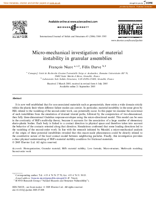 (PDF) Micro-mechanical investigation of material instability in ...