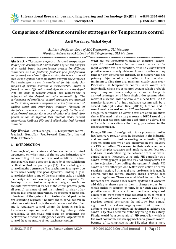 (PDF) Comparison of different controller strategies for Temperature control