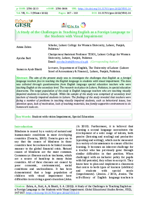 (PDF) A Study of the Challenges in Teaching English as a Foreign ...