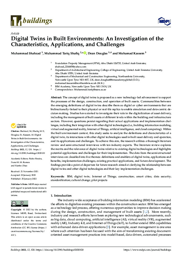 (PDF) Digital Twins in Built Environments: An Investigation of the ...