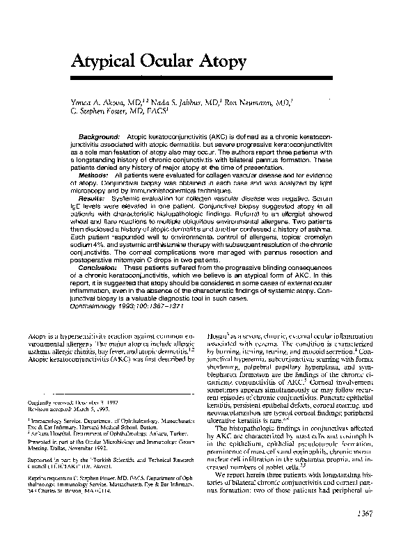 (PDF) Atypical Ocular Atopy