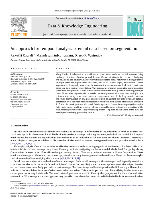 (PDF) An approach for temporal analysis of email data based on segmentation