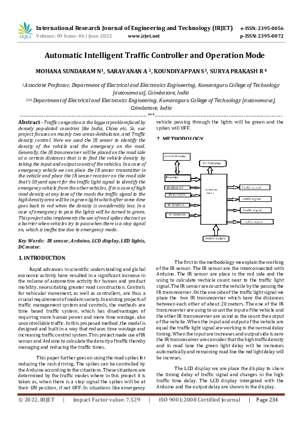 (PDF) Automatic Intelligent Traffic Controller and Operation Mode