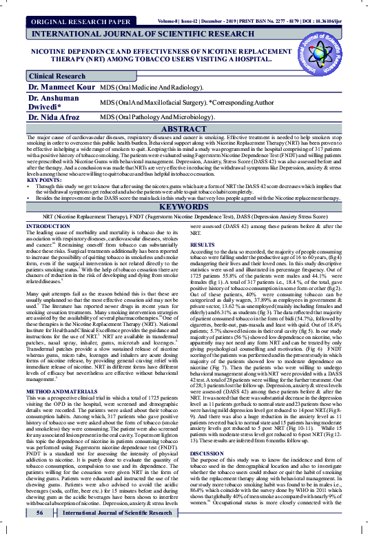 (PDF) Nicotine Dependence and Effectiveness of Nicotine Replacement ...