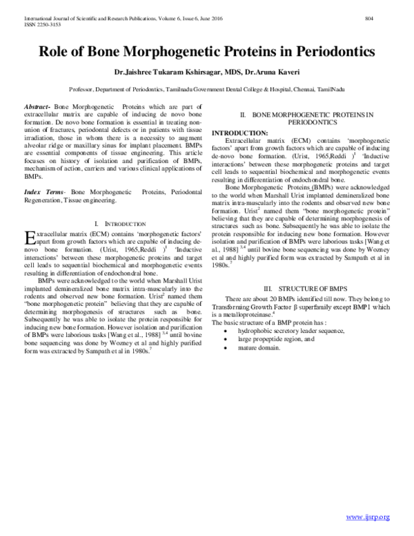 (PDF) Role of bone morphogenetic proteins in periodontal regeneration ...