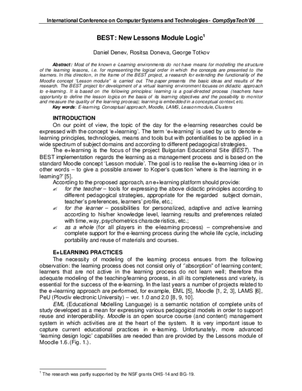 (PDF) BEST: New Lessons Module Logic