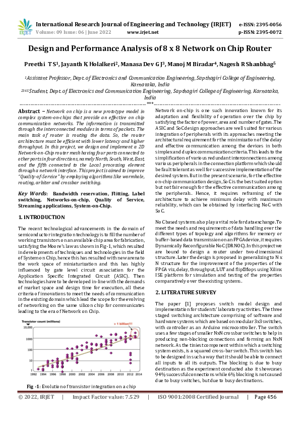 (PDF) Design and Performance Analysis of 8 x 8 Network on Chip Router