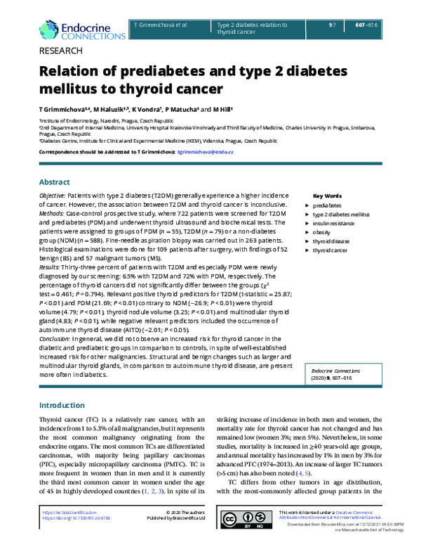 (PDF) Relation of prediabetes and type 2 diabetes mellitus to thyroid ...