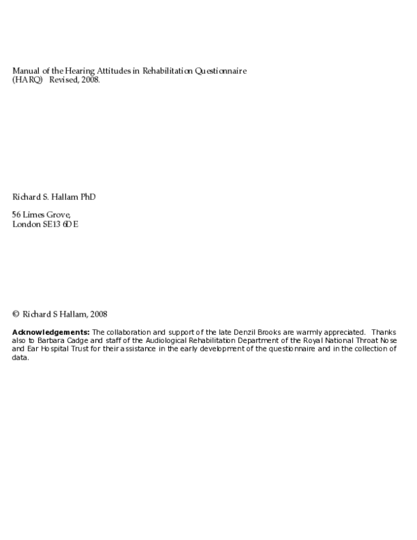 (PDF) Manual of the Hearing Attitudes in Rehabilitation Questionnaire ...