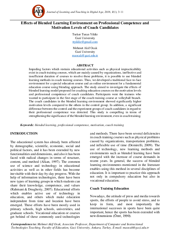 (PDF) Effects of Blended Learning Environment on Professional ...
