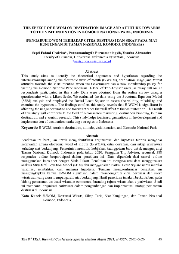 (PDF) The Effect of E-Wom on Destination Image and Attitude Towards to ...