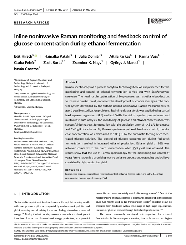 (PDF) Inline noninvasive Raman monitoring and feedback control of ...