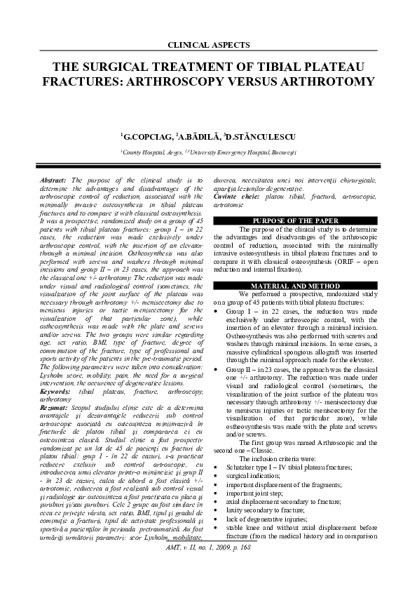 (PDF) The surgical treatment of tibial plateau fractures