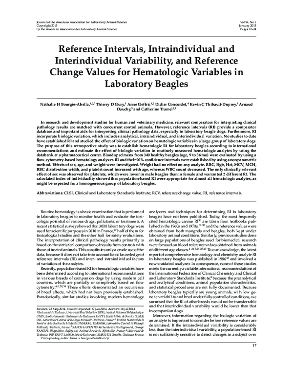(PDF) Reference intervals, intraindividual and interindividual ...