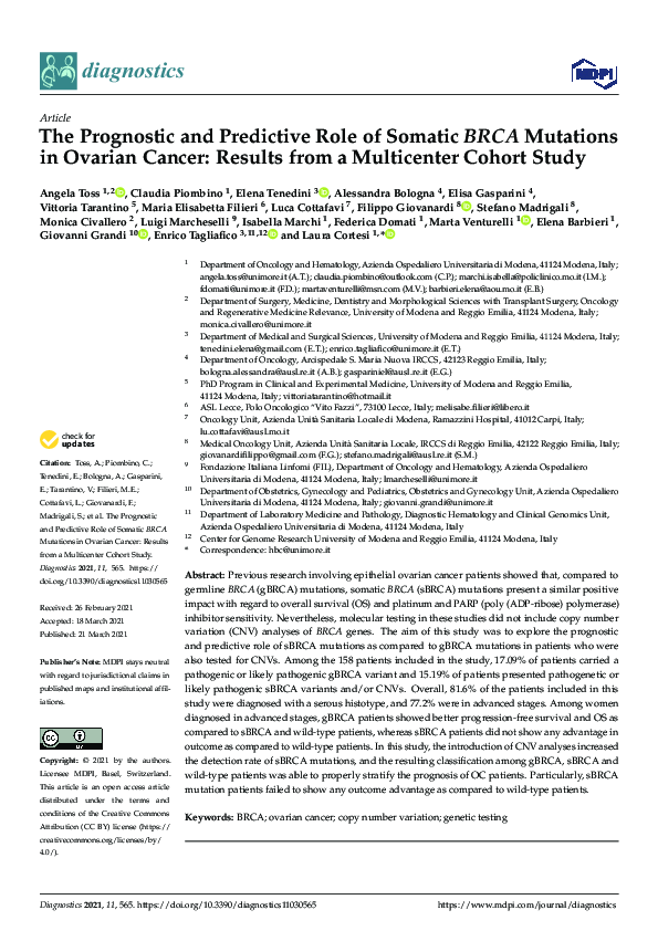 (PDF) The Prognostic and Predictive Role of Somatic BRCA Mutations in ...