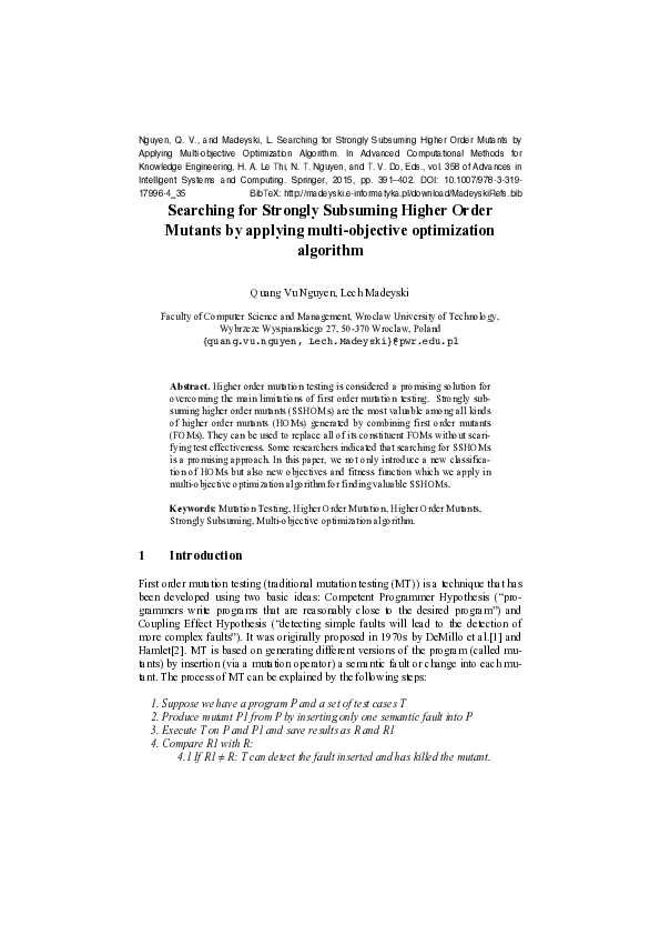 (PDF) Searching for Strongly Subsuming Higher Order Mutants by Applying ...