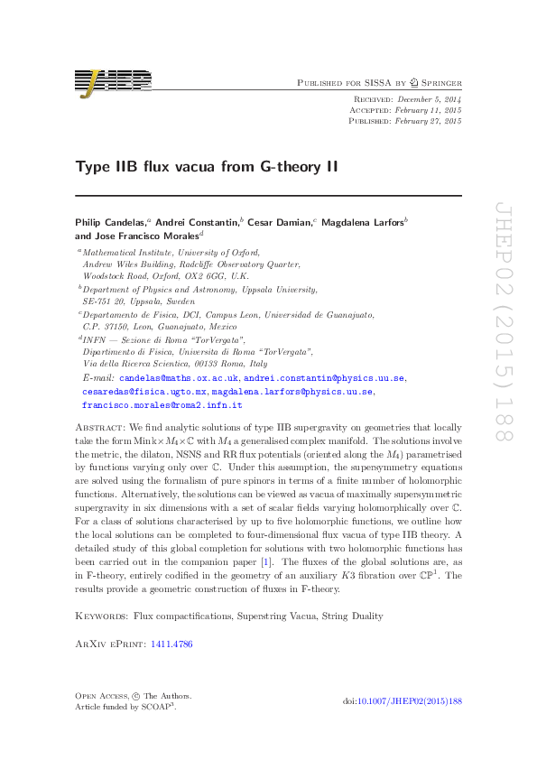 (PDF) Published for SISSA by Springer Type IIB flux vacua from G-theory II