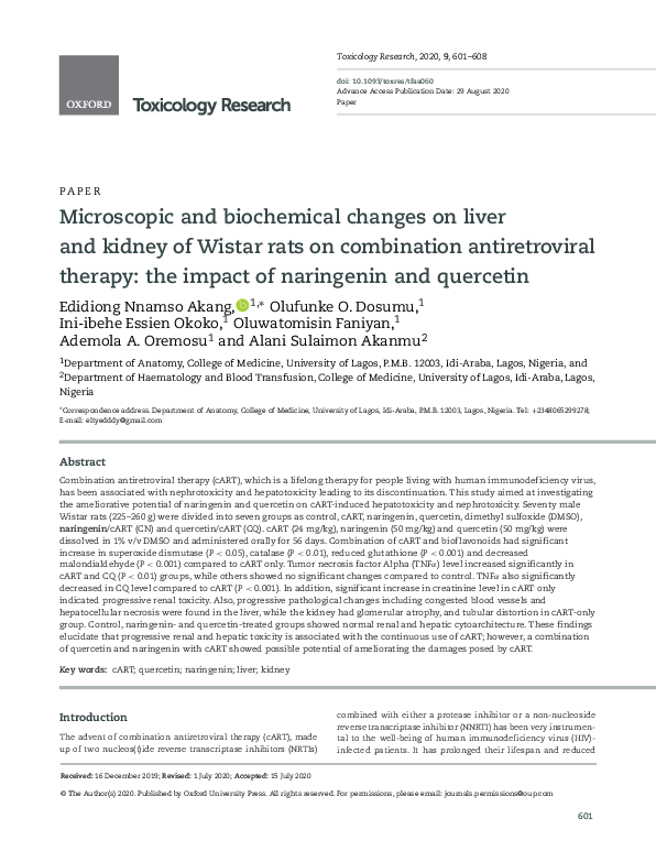 (PDF) Microscopic and biochemical changes on liver and kidney of Wistar ...