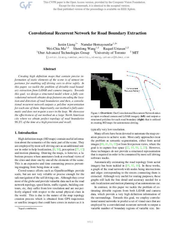 (PDF) Convolutional Recurrent Network for Road Boundary Extraction