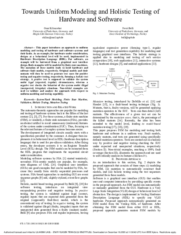(PDF) Towards Uniform Modeling and Holistic Testing of Hardware and ...