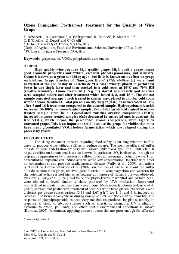 (PDF) Ozone Fumigation Postharvest Treatment for the Quality of Wine