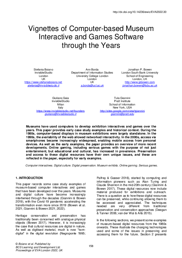 (PDF) of Computerbased Museum Interactive and Games Software