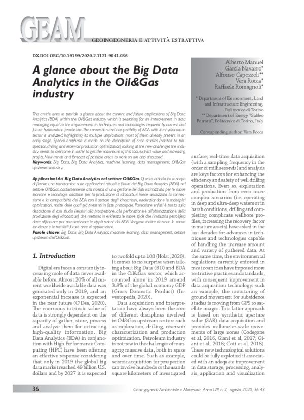 (PDF) A glance about the Big Data Analytics in the Oil&Gas industry