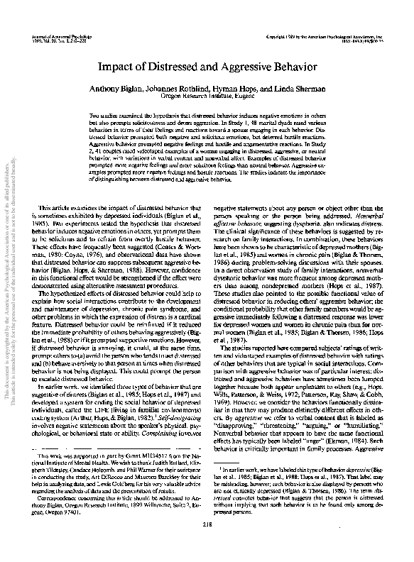 (PDF) Impact of distressed and aggressive behavior