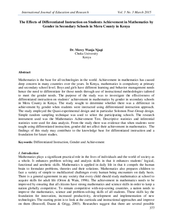 (PDF) The Effects of Differentiated Instruction on Students Achievement ...