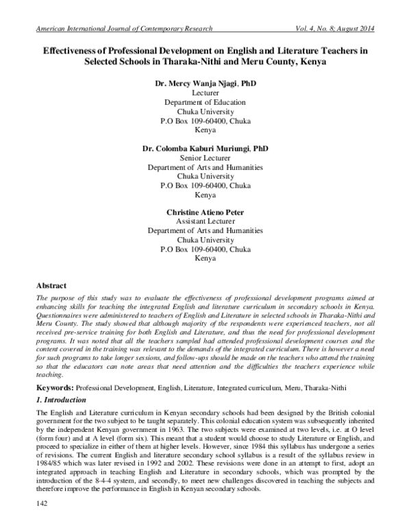 (PDF) Effectiveness of Professional Development on English and ...