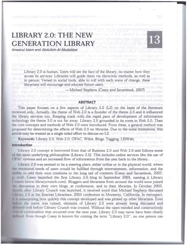 (PDF) Library 2.0: The New Generation Library