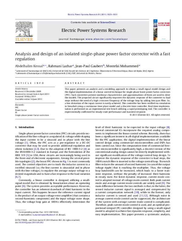 (PDF) Analysis and design of an isolated single-phase power factor ...