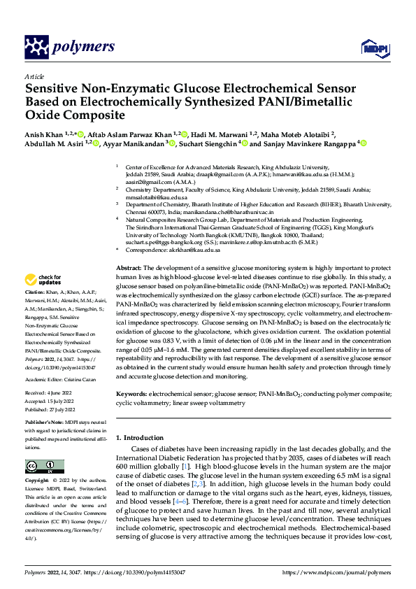 (PDF) Sensitive Non-Enzymatic Glucose Electrochemical Sensor Based on ...