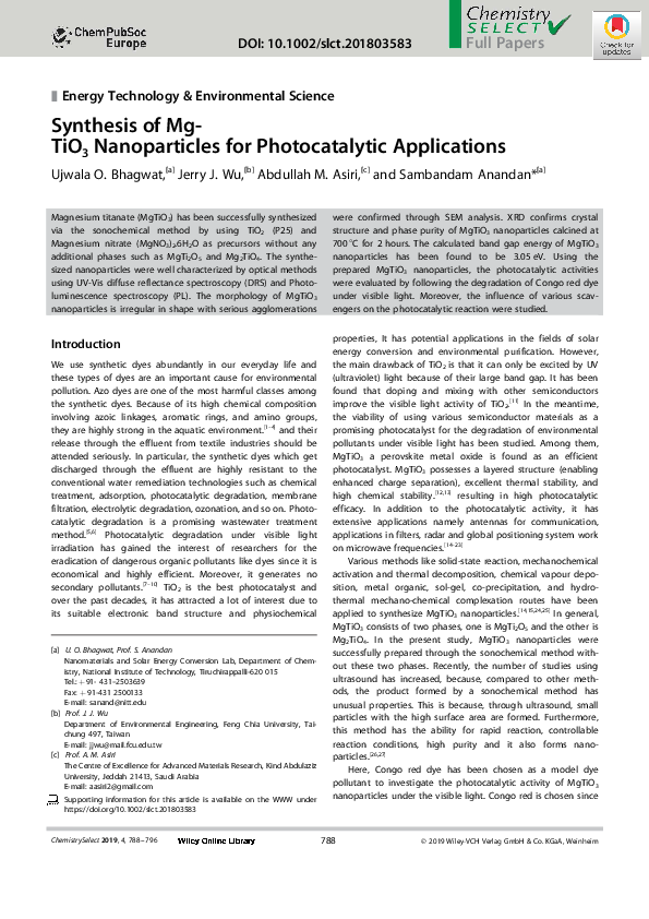 (PDF) Synthesis of MgTiO3 Nanoparticles for Photocatalytic Applications ...