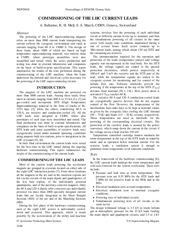 (PDF) Commissioning of the LHC current leads