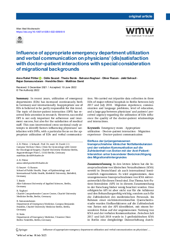 (PDF) Influence of appropriate emergency department utilization and ...