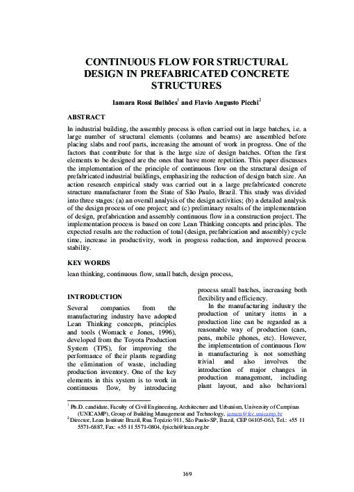 (PDF) Continuous Flow For Structural Design In Prefabricated Concrete ...