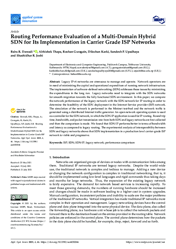 (PDF) Routing Performance Evaluation of a Multi-Domain Hybrid SDN for ...
