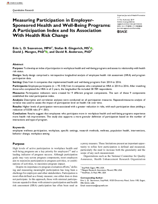 (PDF) Measuring Participation in Employer-Sponsored Health and Well ...
