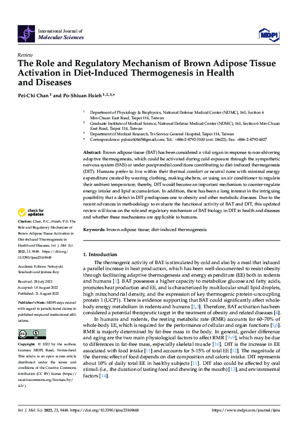 (PDF) The Role and Regulatory Mechanism of Brown Adipose Tissue ...