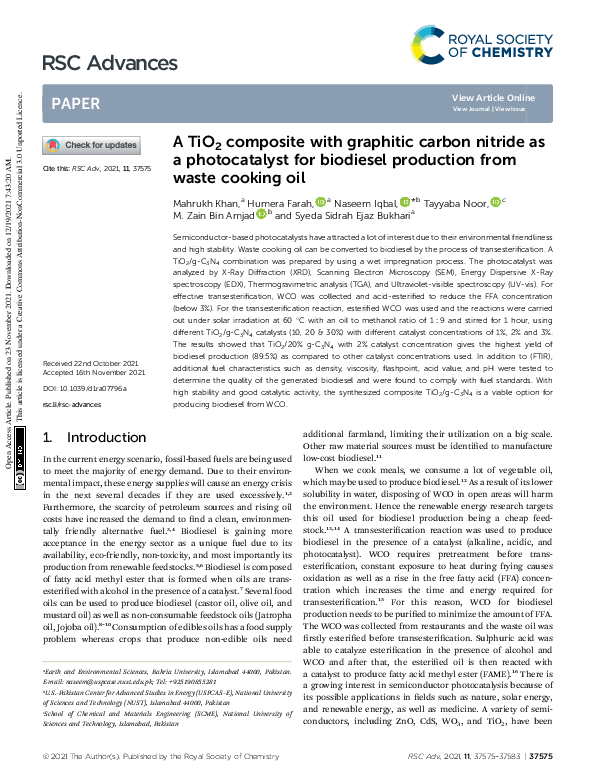 (PDF) A TiO2 composite with graphitic carbon nitride as a photocatalyst ...