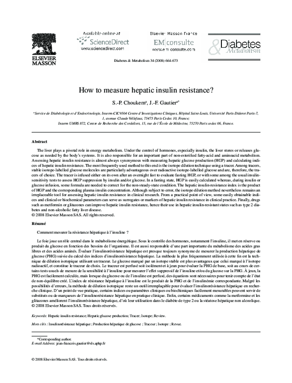 (PDF) How to measure hepatic insulin resistance?