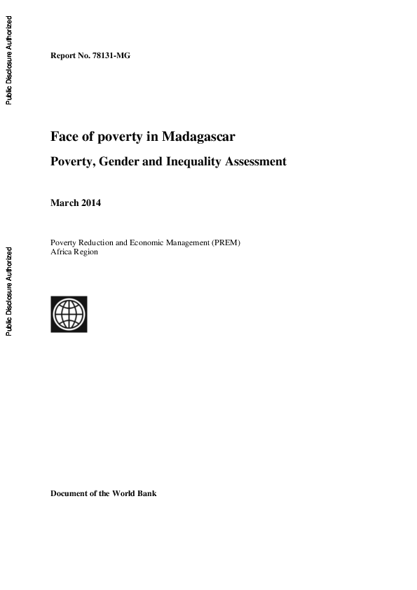 (PDF) Face of Poverty in Madagascar. Poverty , Gender and Inequality ...