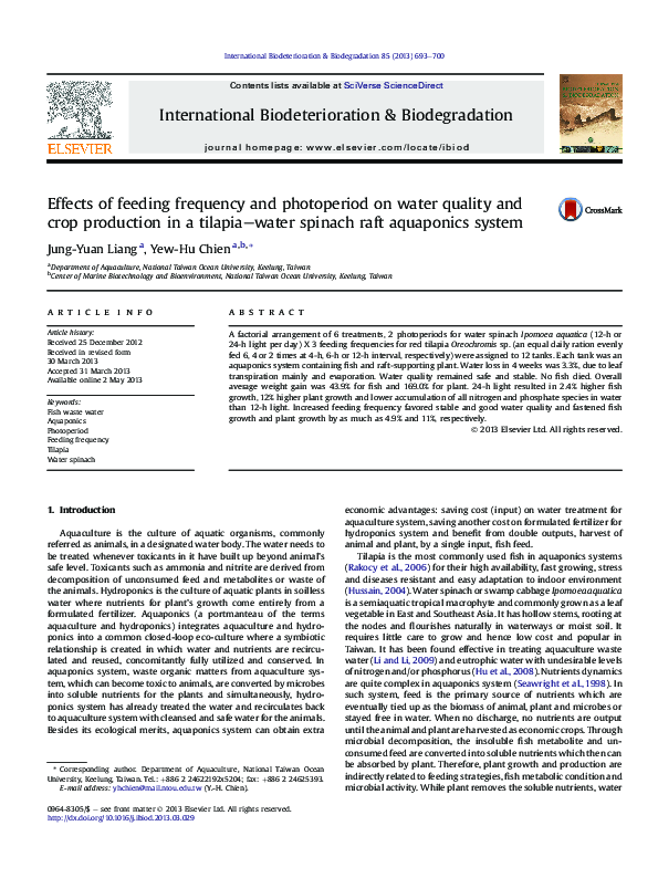 (PDF) Effects of feeding frequency and photoperiod on water quality and ...