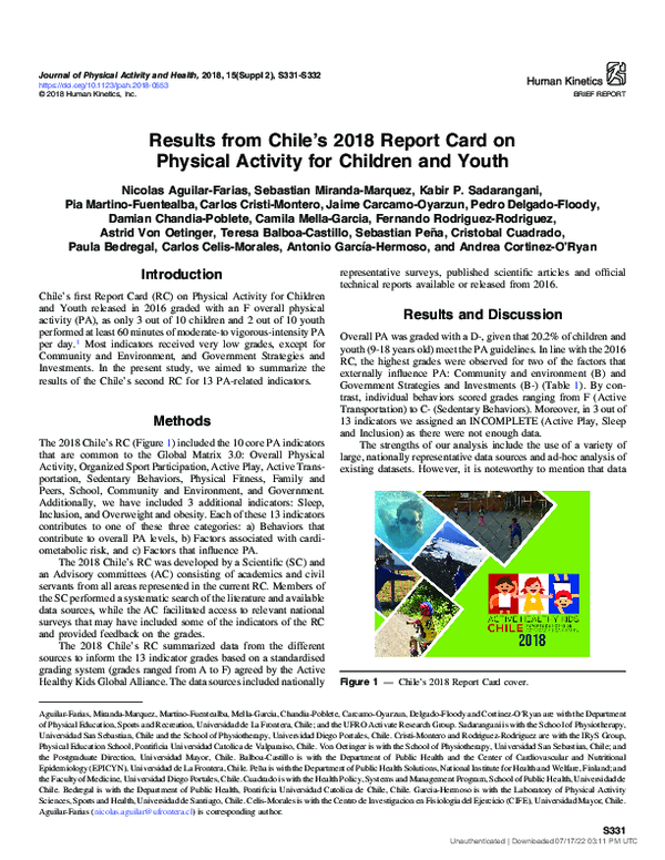 (PDF) Results from Chile’s 2018 Report Card on Physical Activity for ...