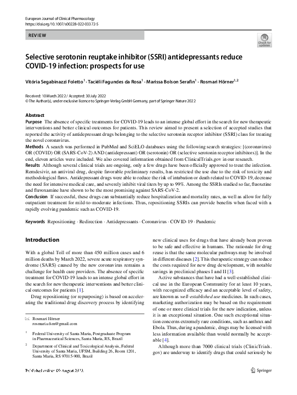 (PDF) Selective serotonin reuptake inhibitor (SSRI) antidepressants ...